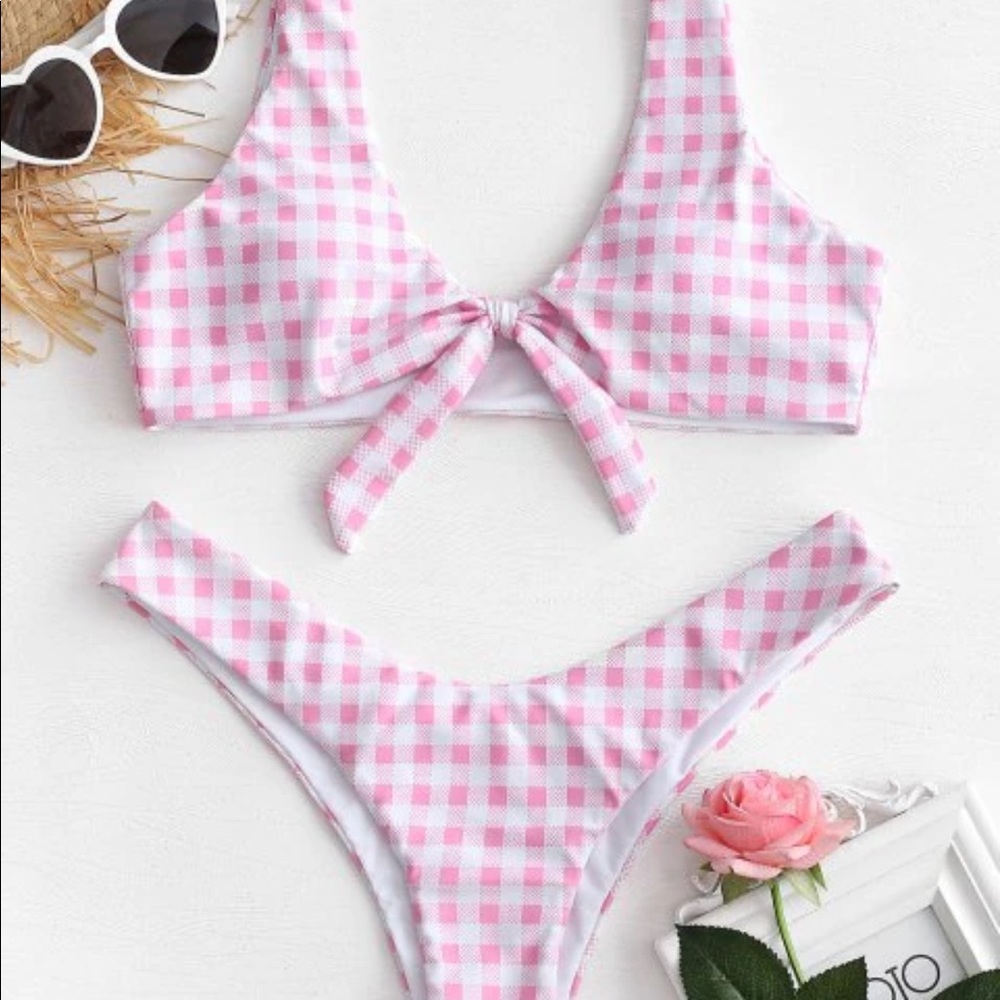 pink checkered swimsuit